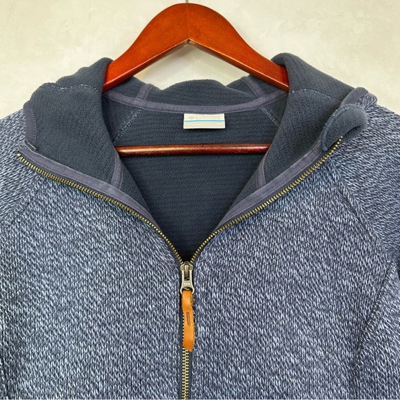 Columbia Knit Sweater Long Sleeve Hoodie Thick Winter Drawstring Full Zip Medium - Picture 3 of 11